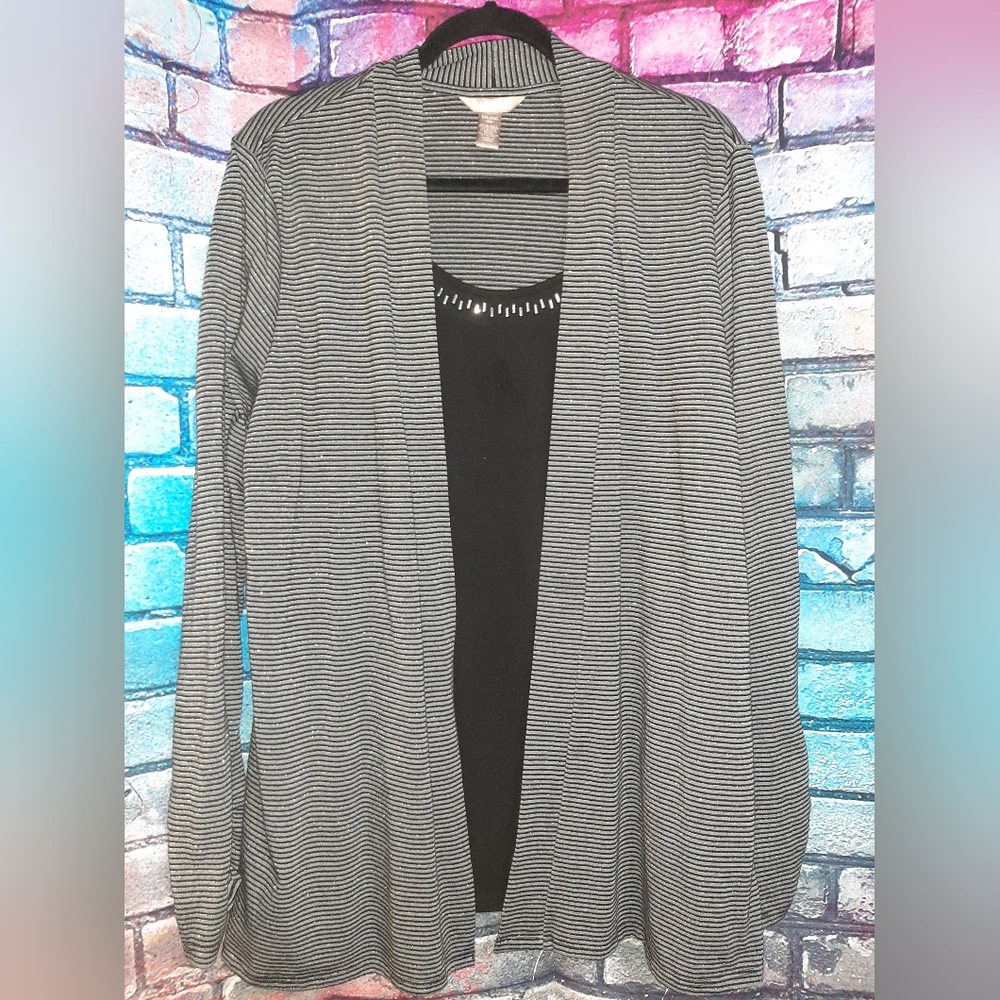 Knit Cardigan With Built In Undershirt 2X (20)